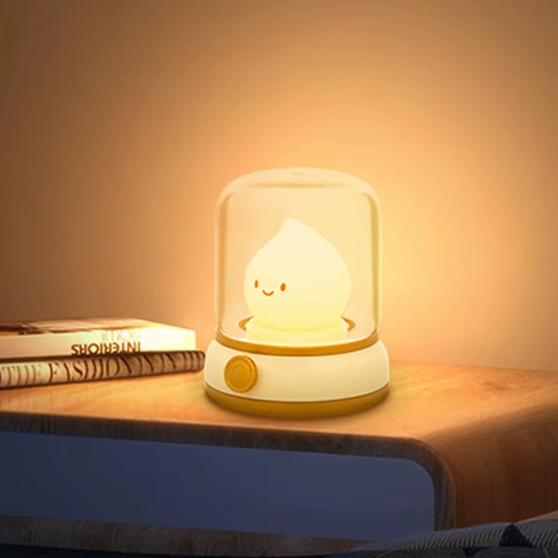 Cute Kerosene Lamp Candle Night Light Desktop LED Decorative Lamp USB Rechargeable Night Light Bedroom Creative Children'S Gift