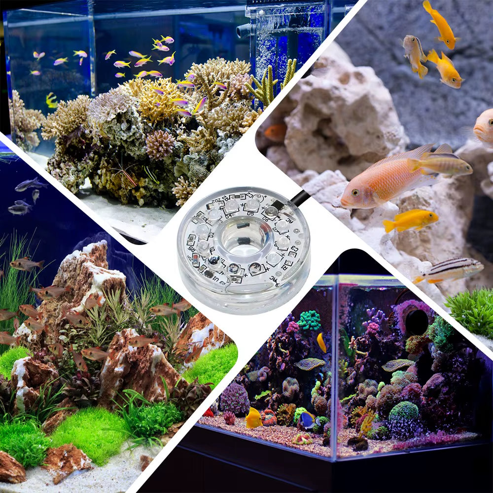 RGB Led Fish Tank Light Aquarium Light Fishing Light Waterproof Underwater Light LED Ocean Light Fountain Decor Diving Light