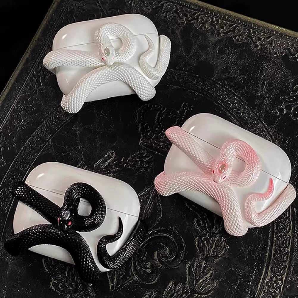 Creative 3D Snake Wireless Bluetooth Earphone Case for Air Pods Pro/Pro 2/Air Pods 3 Anti-Fall and Anti-Shock Halloween Gift