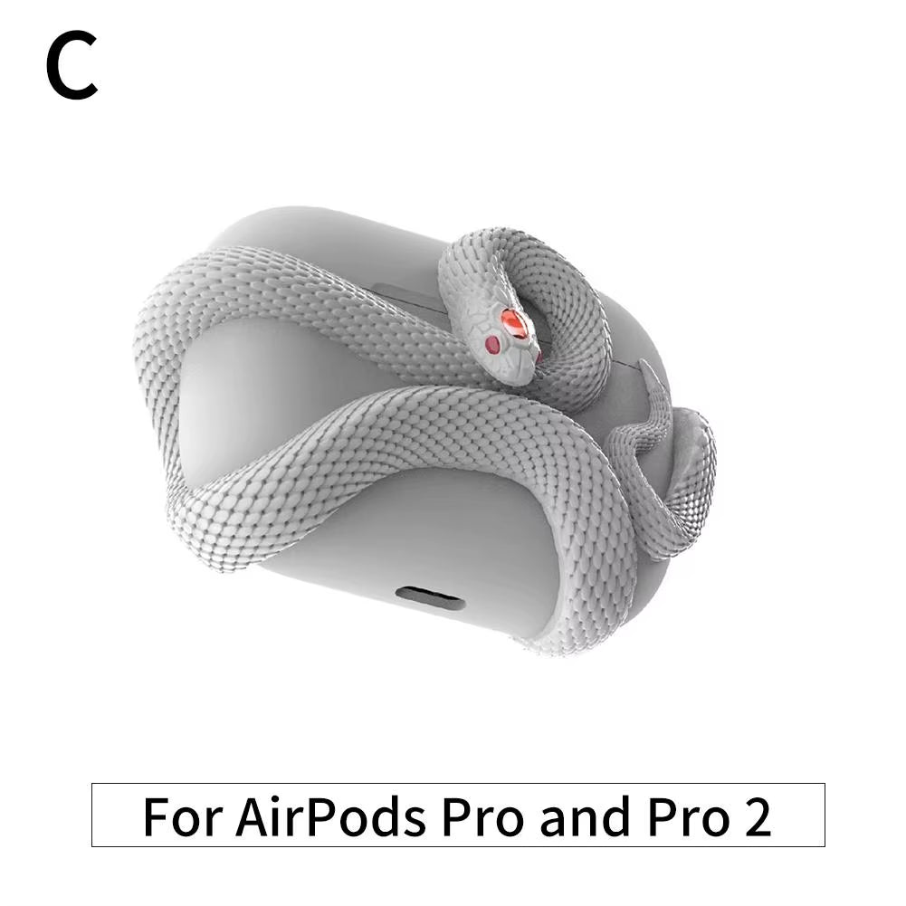 Creative 3D Snake Wireless Bluetooth Earphone Case for Air Pods Pro/Pro 2/Air Pods 3 Anti-Fall and Anti-Shock Halloween Gift
