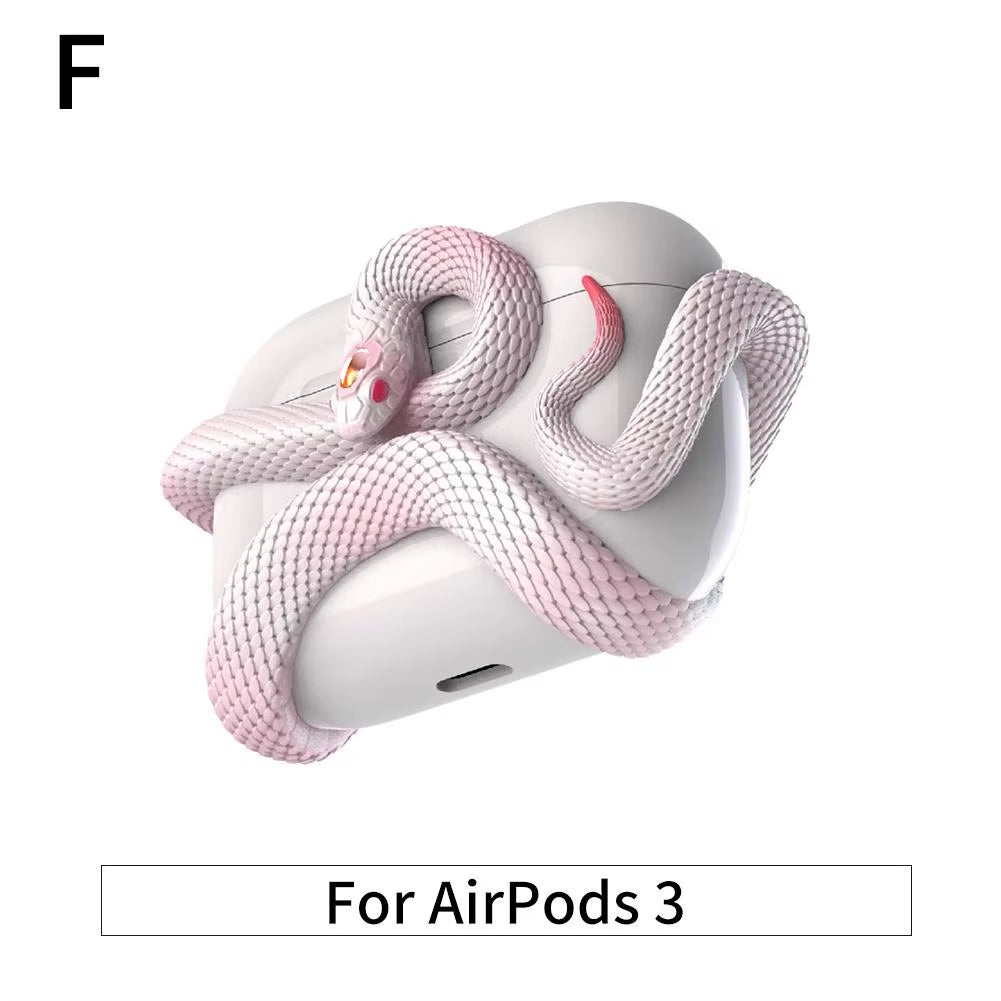 Creative 3D Snake Wireless Bluetooth Earphone Case for Air Pods Pro/Pro 2/Air Pods 3 Anti-Fall and Anti-Shock Halloween Gift
