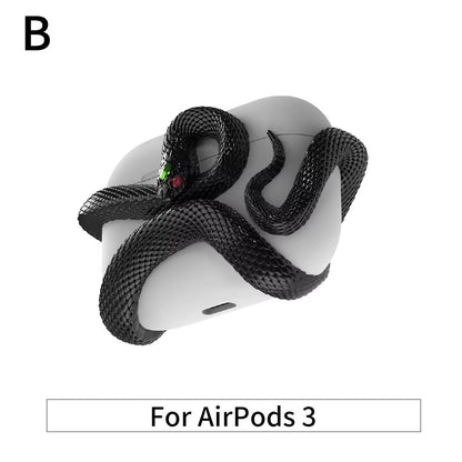 Creative 3D Snake Wireless Bluetooth Earphone Case for Air Pods Pro/Pro 2/Air Pods 3 Anti-Fall and Anti-Shock Halloween Gift