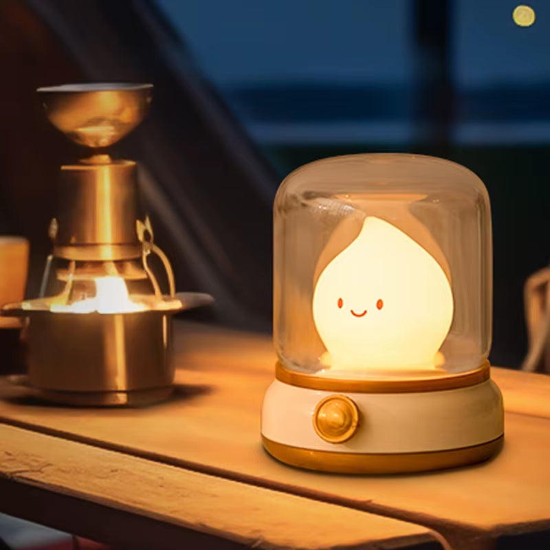 Cute Kerosene Lamp Candle Night Light Desktop LED Decorative Lamp USB Rechargeable Night Light Bedroom Creative Children'S Gift