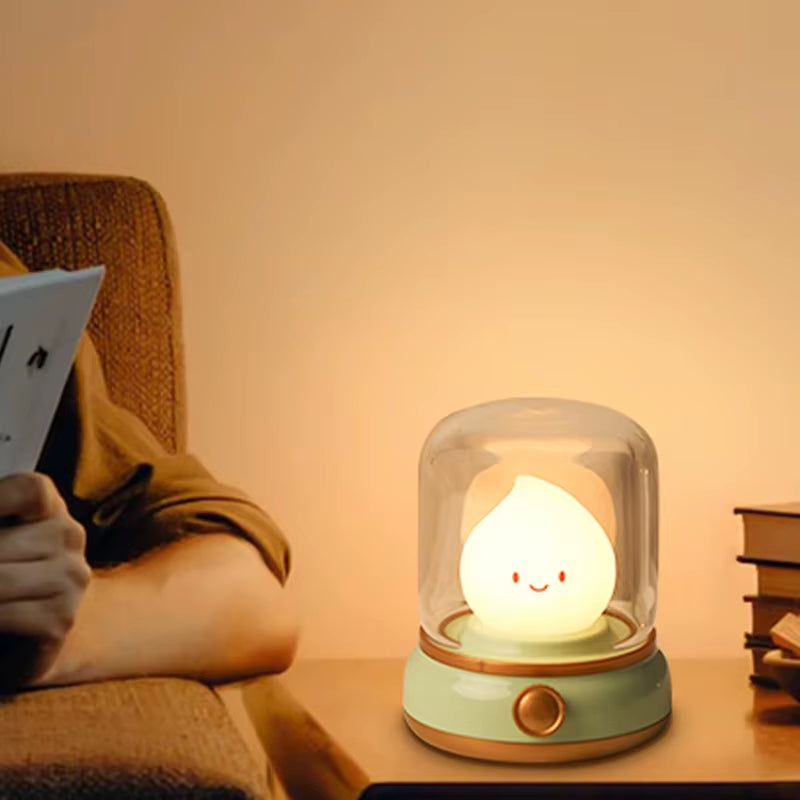 Cute Kerosene Lamp Candle Night Light Desktop LED Decorative Lamp USB Rechargeable Night Light Bedroom Creative Children'S Gift