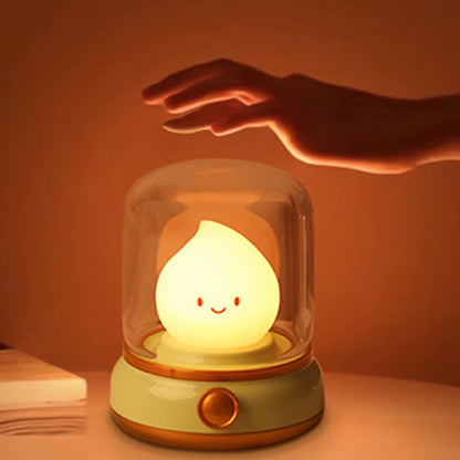 Cute Kerosene Lamp Candle Night Light Desktop LED Decorative Lamp USB Rechargeable Night Light Bedroom Creative Children'S Gift
