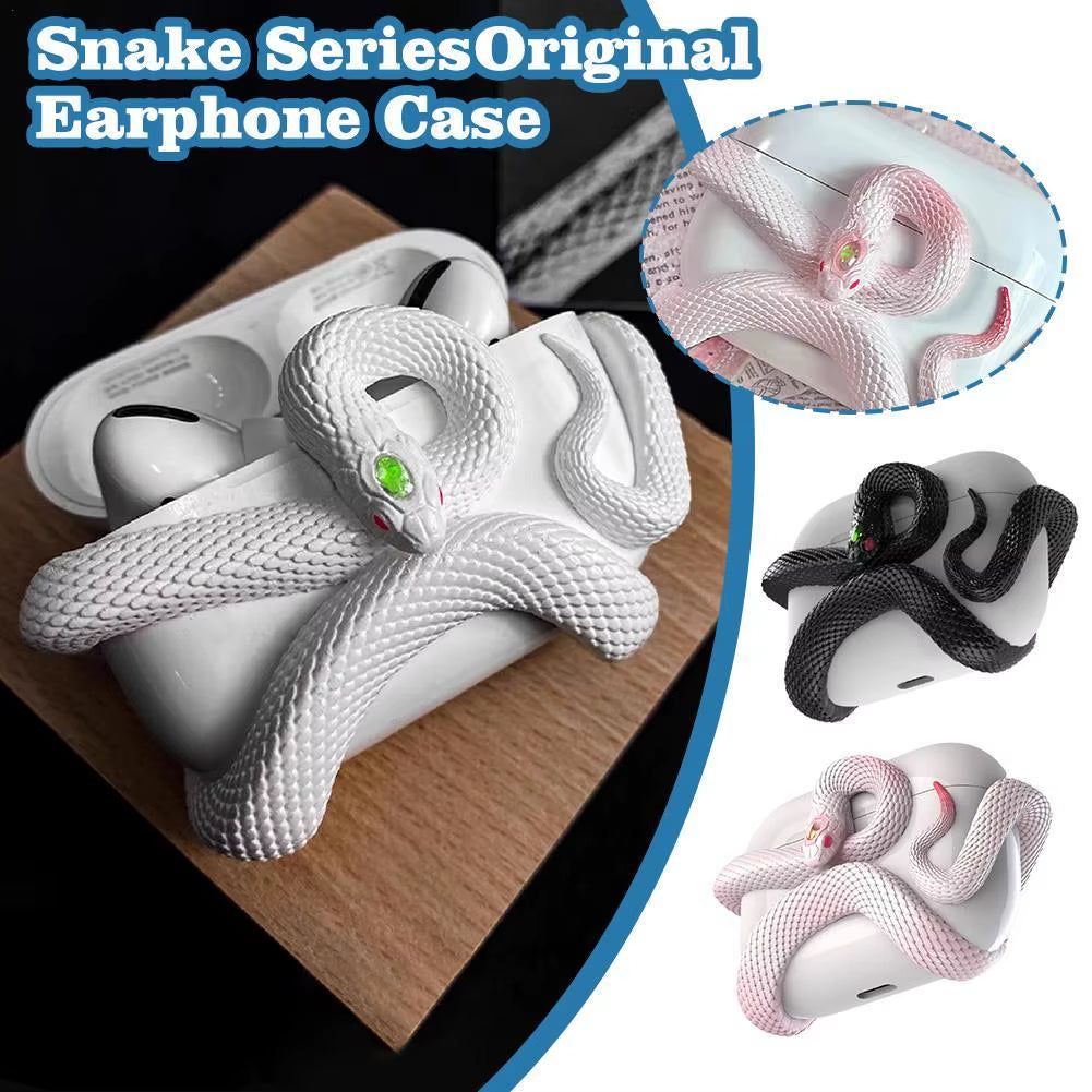 Creative 3D Snake Wireless Bluetooth Earphone Case for Air Pods Pro/Pro 2/Air Pods 3 Anti-Fall and Anti-Shock Halloween Gift