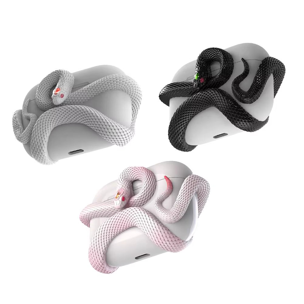 Creative 3D Snake Wireless Bluetooth Earphone Case for Air Pods Pro/Pro 2/Air Pods 3 Anti-Fall and Anti-Shock Halloween Gift