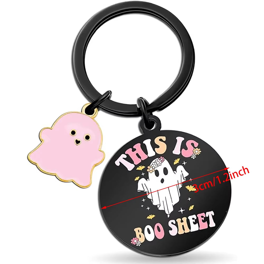 3Pcs Halloween Ghost Keychain Spooky Boo Basket Stuffers Gothic Birthday Gift for Women Kid Stuff Halloween Party Decor Supplies