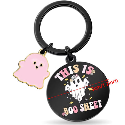 3Pcs Halloween Ghost Keychain Spooky Boo Basket Stuffers Gothic Birthday Gift for Women Kid Stuff Halloween Party Decor Supplies